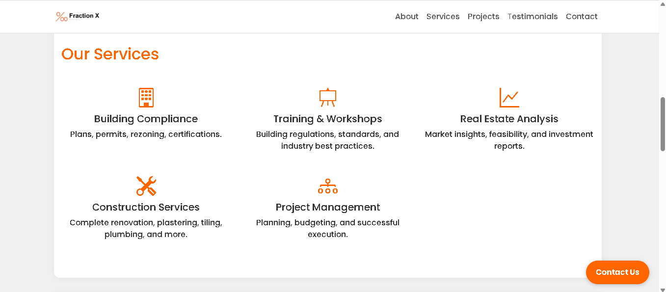 FractionX services section